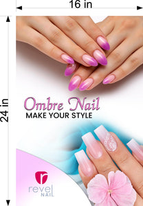 Ombre Nails 06 Perforated Mesh One Way Vision See-Through Window Vinyl Salon Sign Revel Manicure Color Tones Acrylic French Vertical