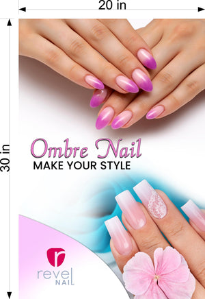 Ombre Nails 06 Perforated Mesh One Way Vision See-Through Window Vinyl Salon Sign Revel Manicure Color Tones Acrylic French Vertical