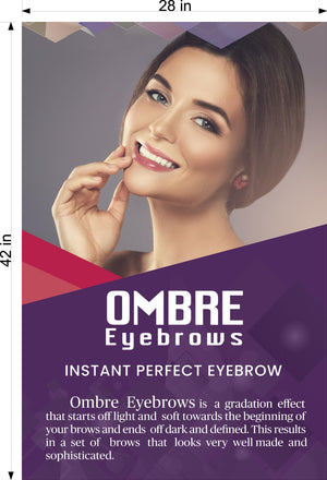 Ombre Eyebrows 04 Perforated Mesh One Way Vision See-Through Window Vinyl Salon Sign Powdered Brows Semi-permanent Vertical