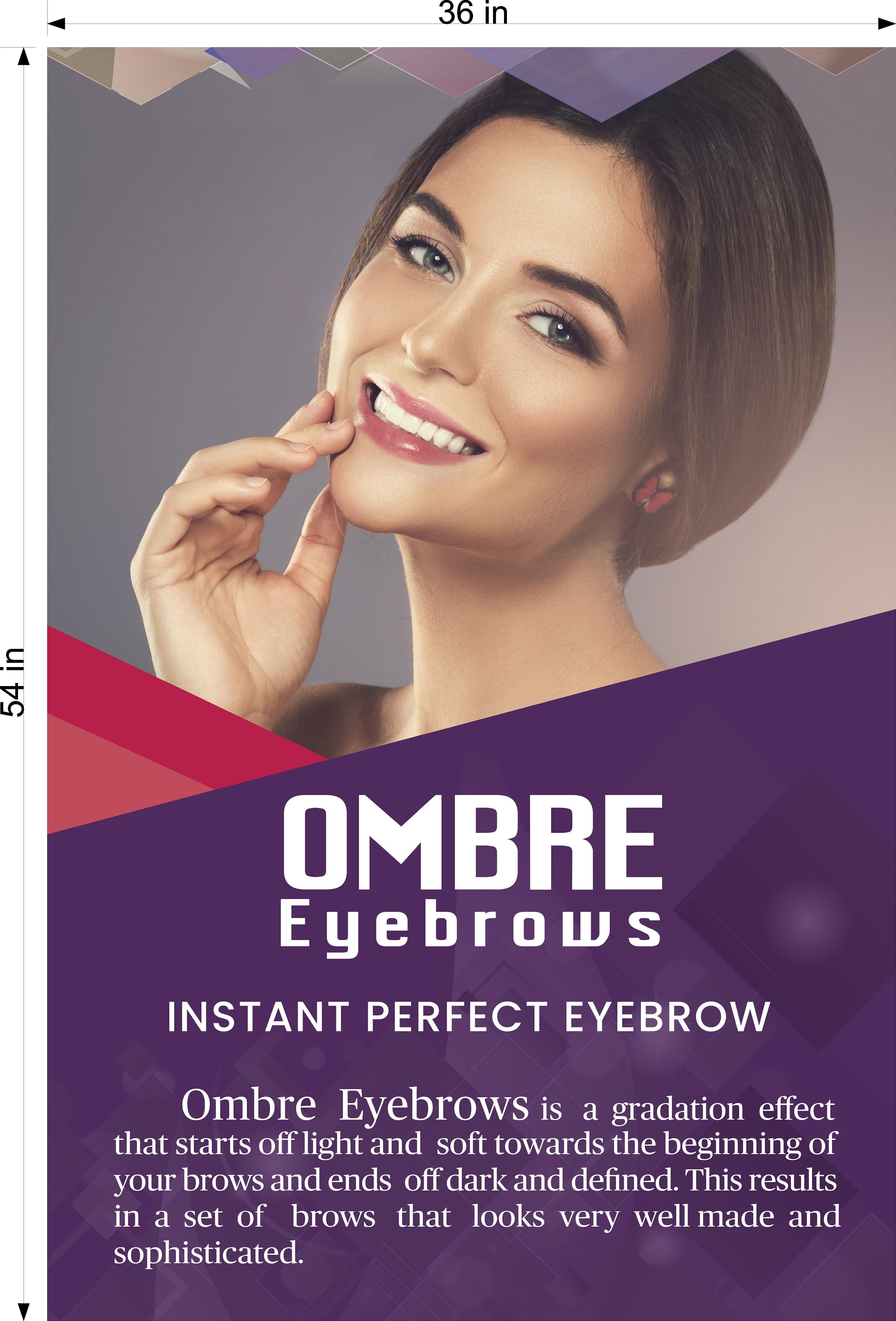 Ombre Eyebrows 04 Perforated Mesh One Way Vision See-Through Window Vinyl Salon Sign Powdered Brows Semi-permanent Vertical