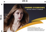 Ombre Eyebrows 10 Perforated Mesh One Way Vision See-Through Window Vinyl Salon Sign Powdered Brows Semi-permanent Horizontal