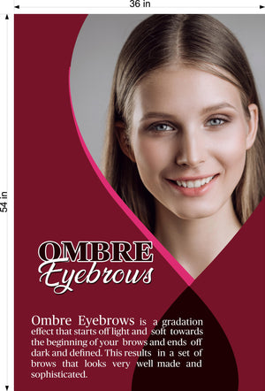 Ombre Eyebrows 03 Perforated Mesh One Way Vision See-Through Window Vinyl Salon Sign Powdered Brows Semi-permanent Vertical
