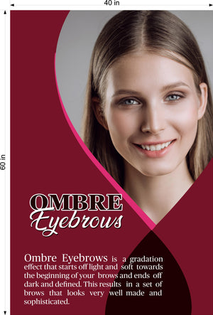 Ombre Eyebrows 03 Perforated Mesh One Way Vision See-Through Window Vinyl Salon Sign Powdered Brows Semi-permanent Vertical