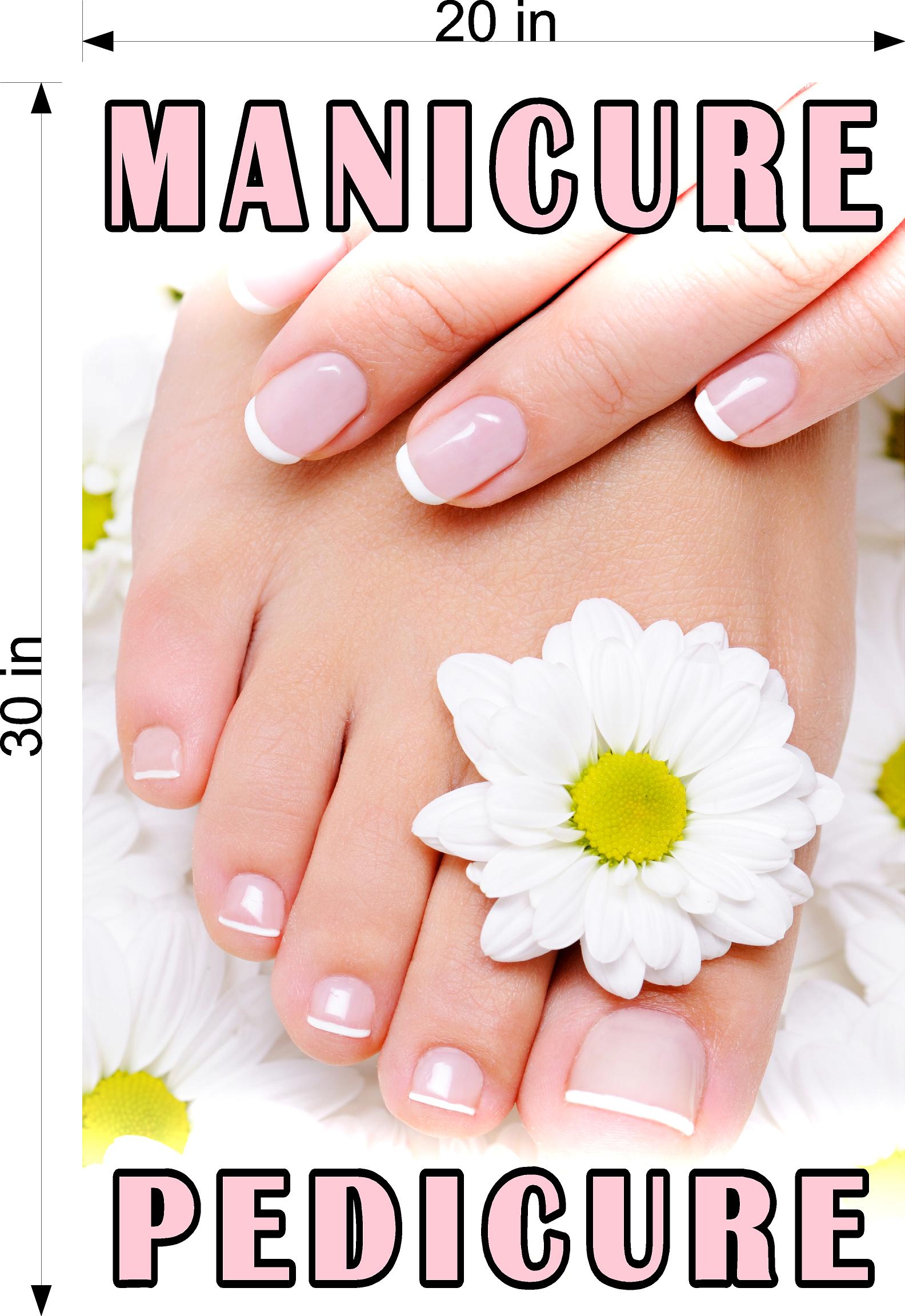 Pedicure & Manicure 15 Perforated Mesh One Way Vision Window Vinyl Nail Salon See Through Sign Vertical