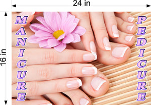 Pedicure & Manicure 20 Perforated Mesh One Way Vision Window Vinyl Nail Salon See Through Sign Horizontal