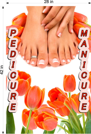 Pedicure & Manicure 16 Perforated Mesh One Way Vision Window Vinyl Nail Salon See Through Sign Vertical