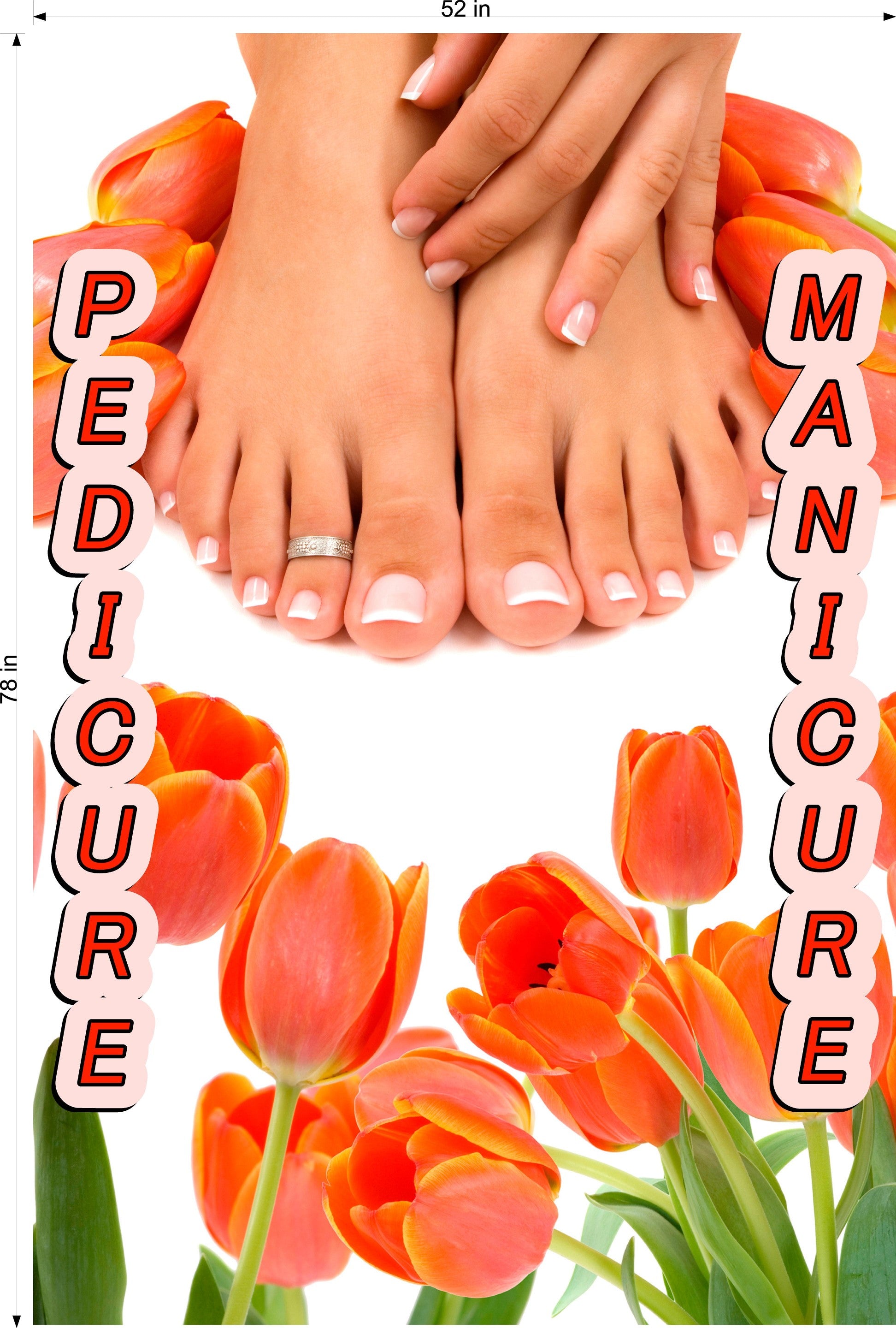 Pedicure & Manicure 16 Perforated Mesh One Way Vision Window Vinyl Nail Salon See Through Sign Vertical