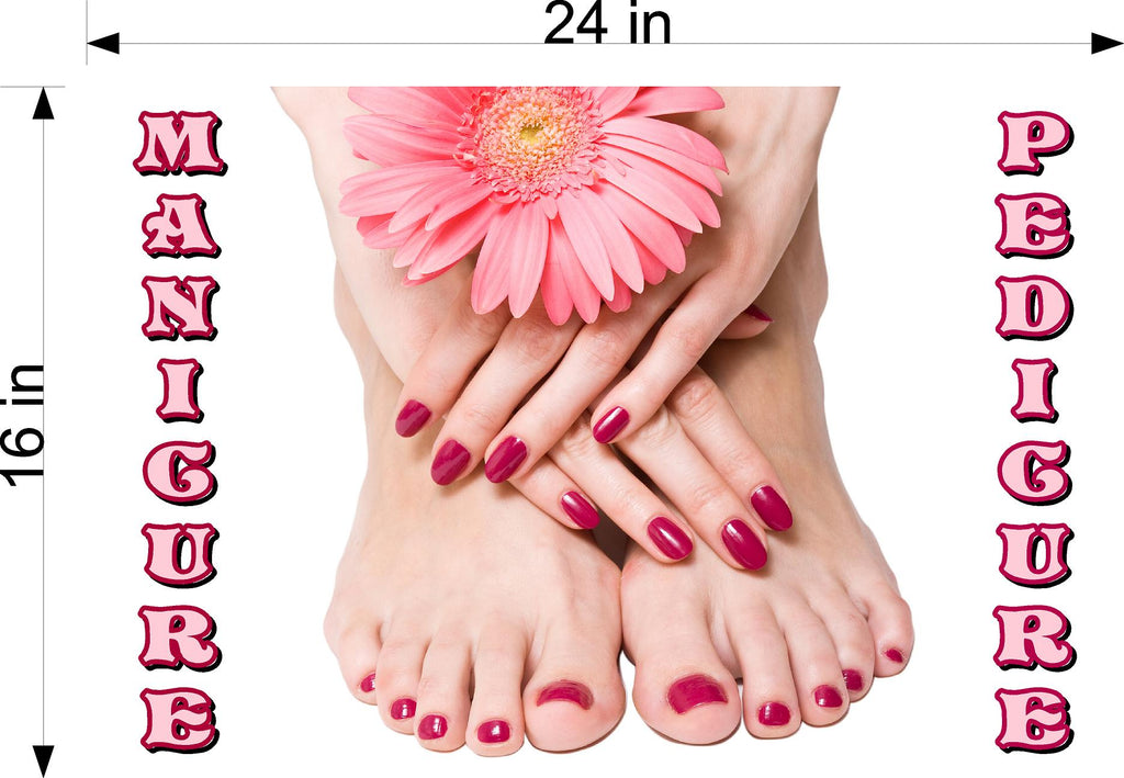 Pedicure & Manicure 12 Perforated Mesh One Way Vision See-Through Window Vinyl Nail Salon Sign Horizontal