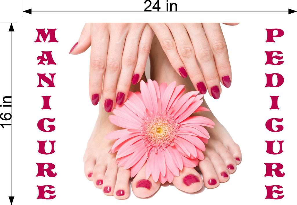 Pedicure & Manicure 07 Perforated Mesh One Way Vision Window Vinyl Nail Salon Sign See-Through Horizontal