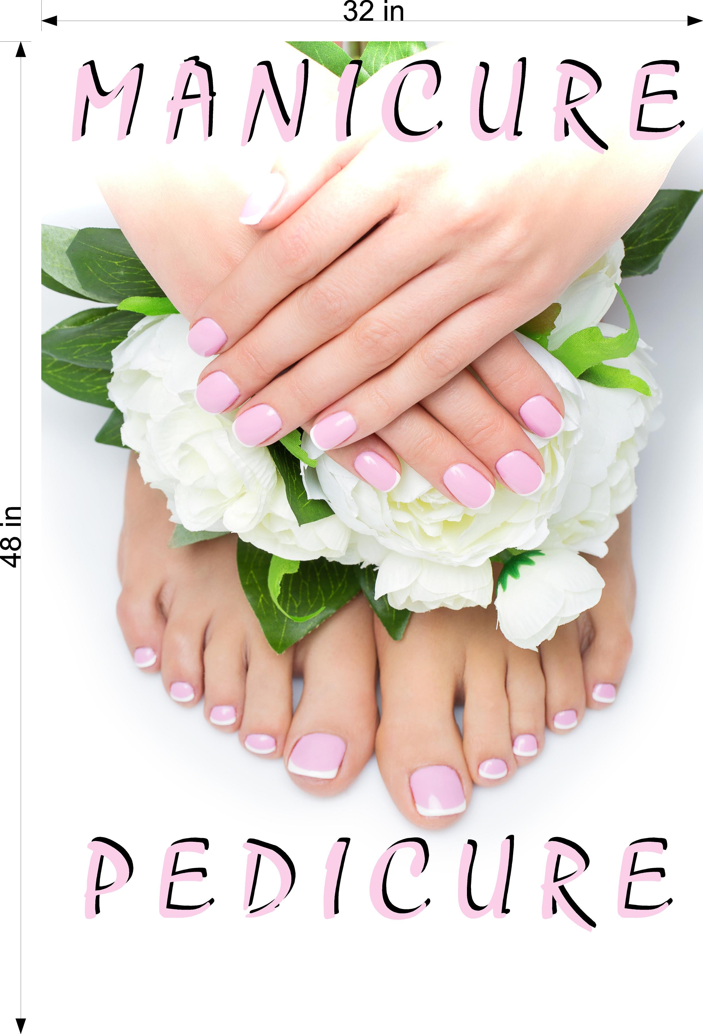 Pedicure & Manicure 11 Perforated Mesh One Way Vision See-Through Window Vinyl Nail Salon Sign Vertical