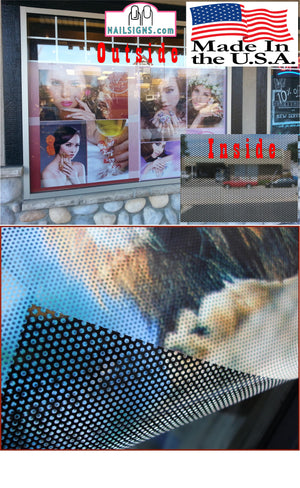 Pedicure & Manicure 03 Perforated Mesh One Way Vision Window Vinyl Nail Salon See-Through Sign Horizontal