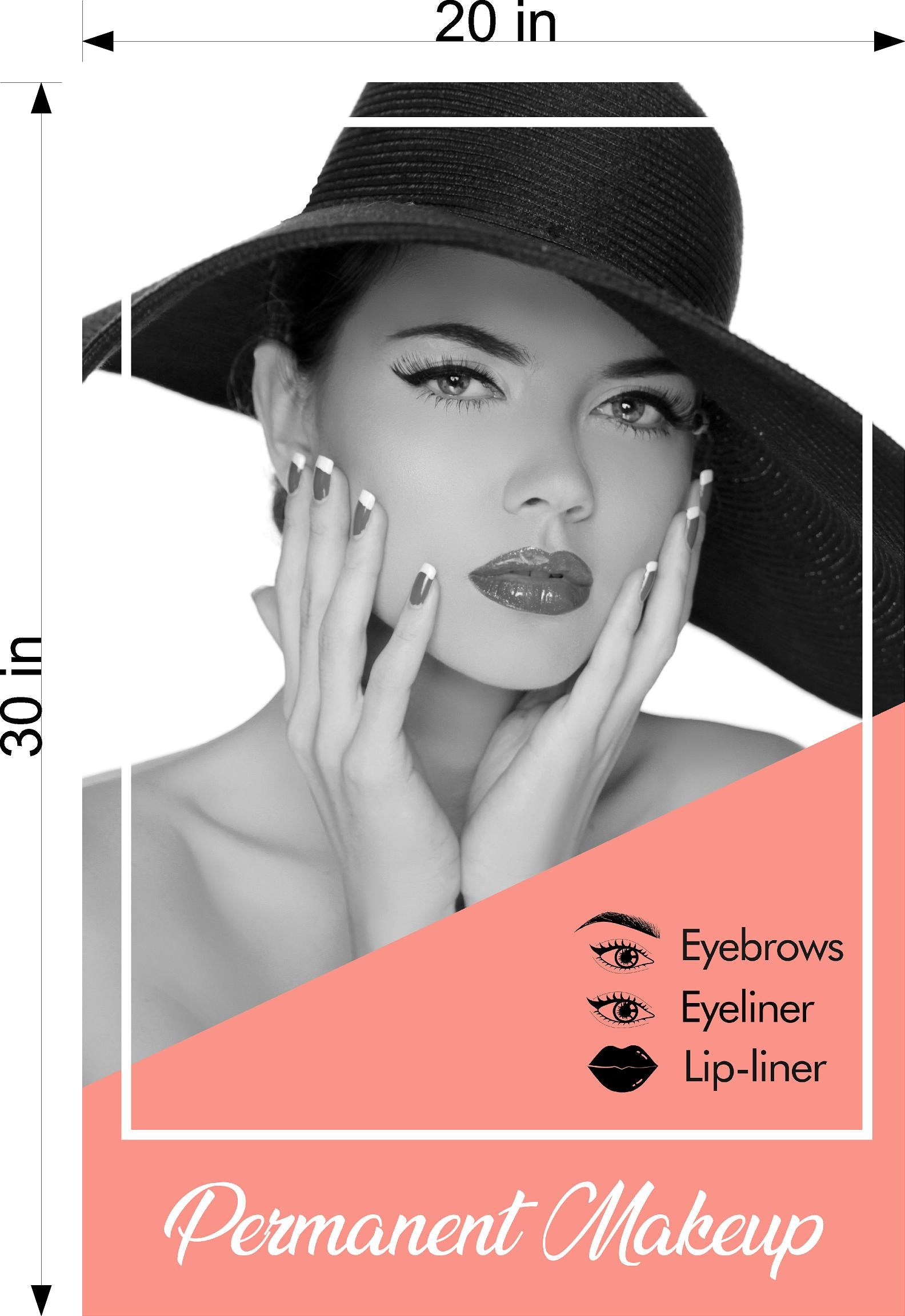 Permanent 41 Photo-Realistic Paper Poster Interior Wall Window Non-Laminated Makeup Eyebrows Microblading Vertical