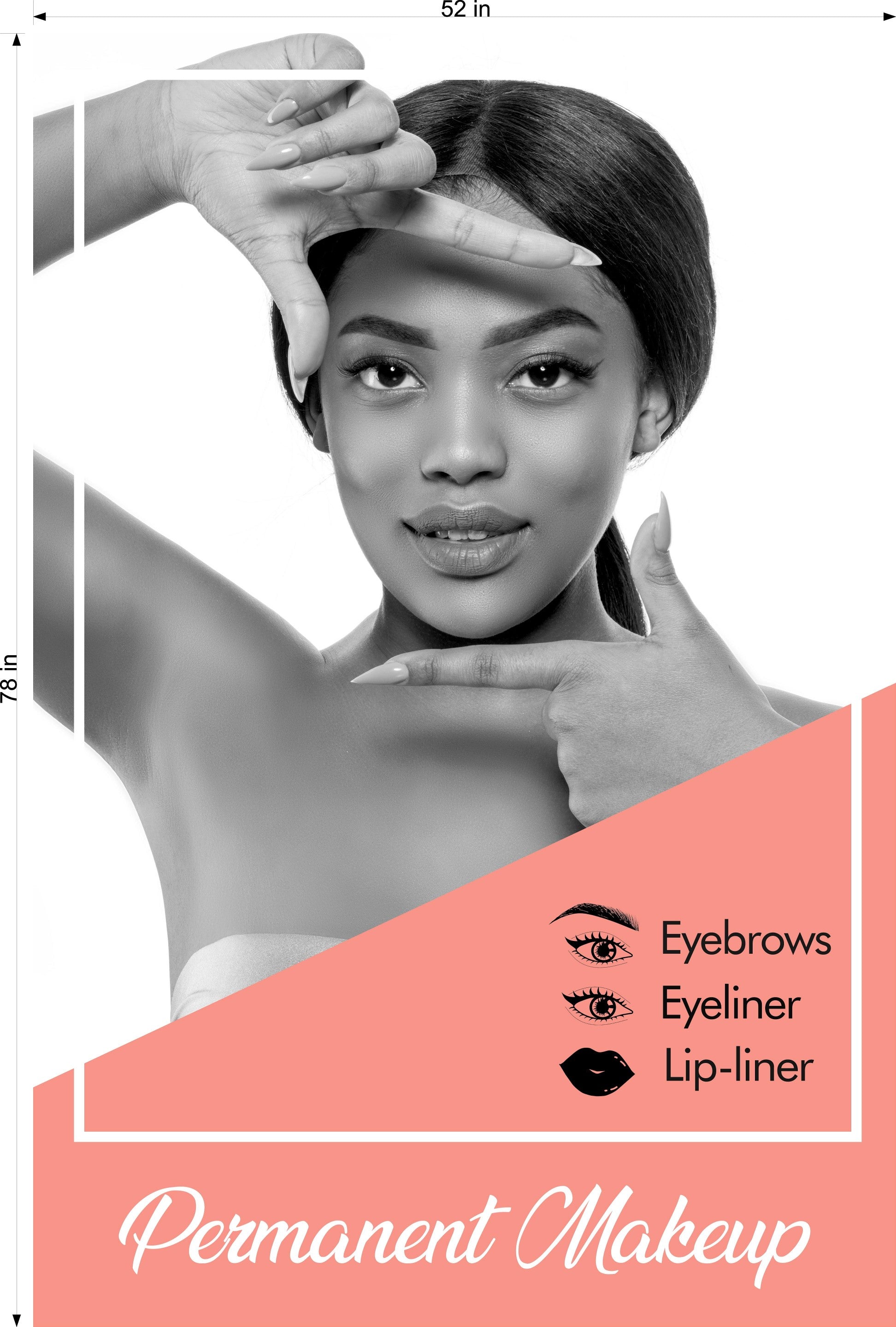 Permanent 45 Perforated Mesh One Way Vision See-Through Window Vinyl Eyebrows Makeup Sign Microblading Vertical