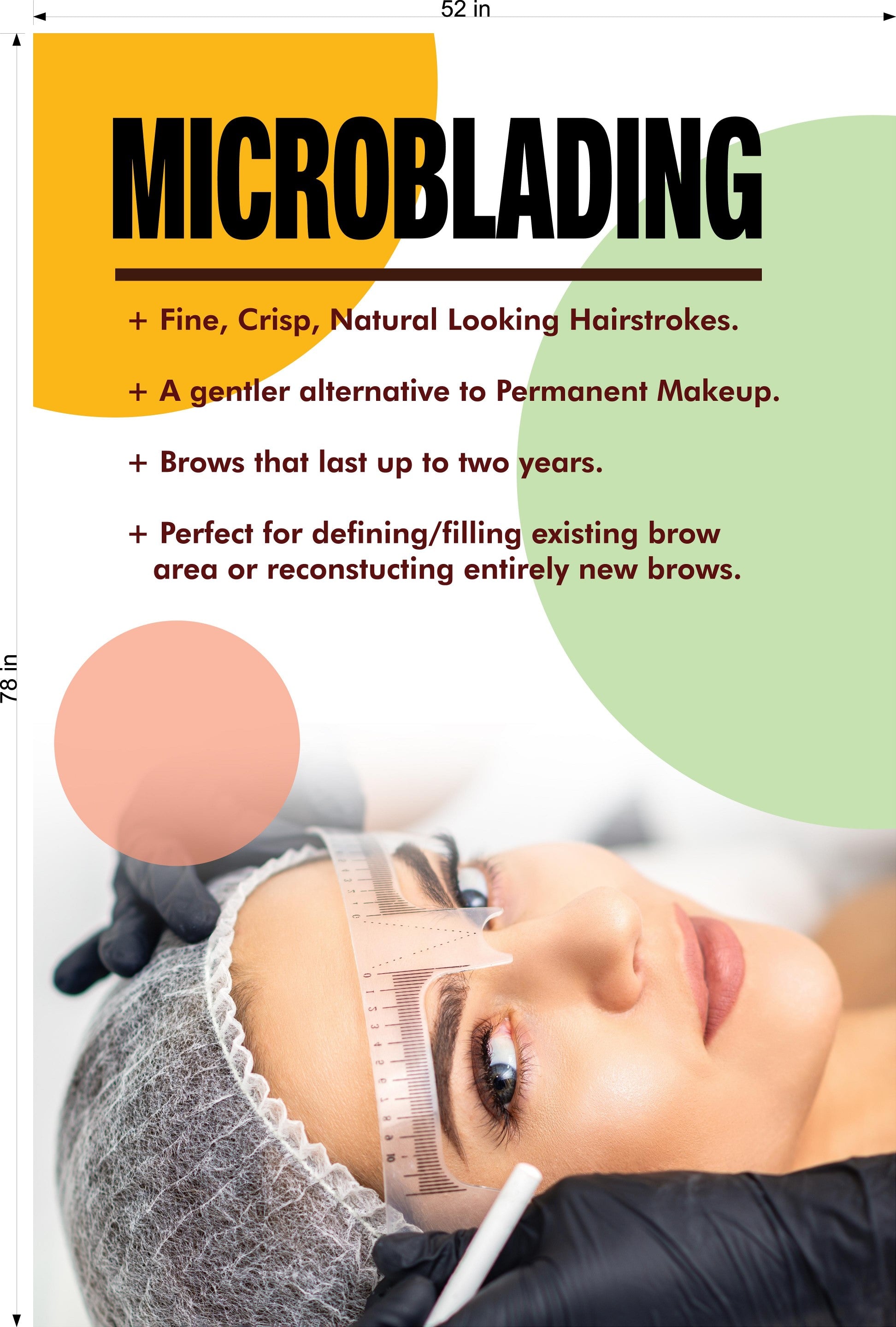 Permanent 46 Perforated Mesh One Way Vision See-Through Window Vinyl Eyebrows Makeup Sign Microblading Vertical