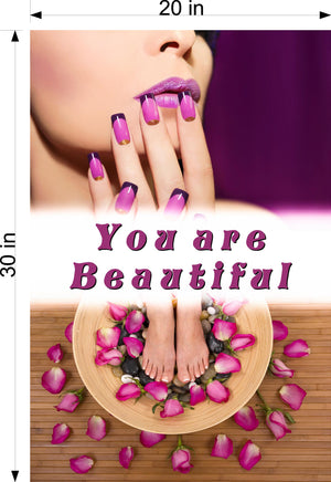 Quote 05 Photo-Realistic Paper Poster Interior Inside Sign Wall Window Non-Laminated Salon You are Beautiful Vertical