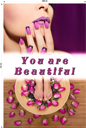 Quote 05 Photo-Realistic Paper Poster Interior Inside Sign Wall Window Non-Laminated Salon You are Beautiful Vertical