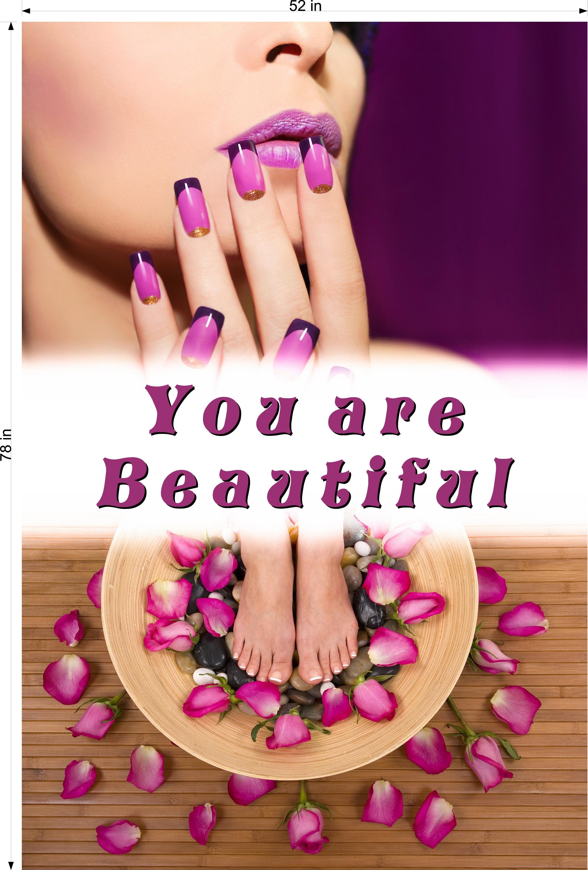 Quote 05 Photo-Realistic Paper Poster Interior Inside Sign Wall Window Non-Laminated Salon You are Beautiful Vertical