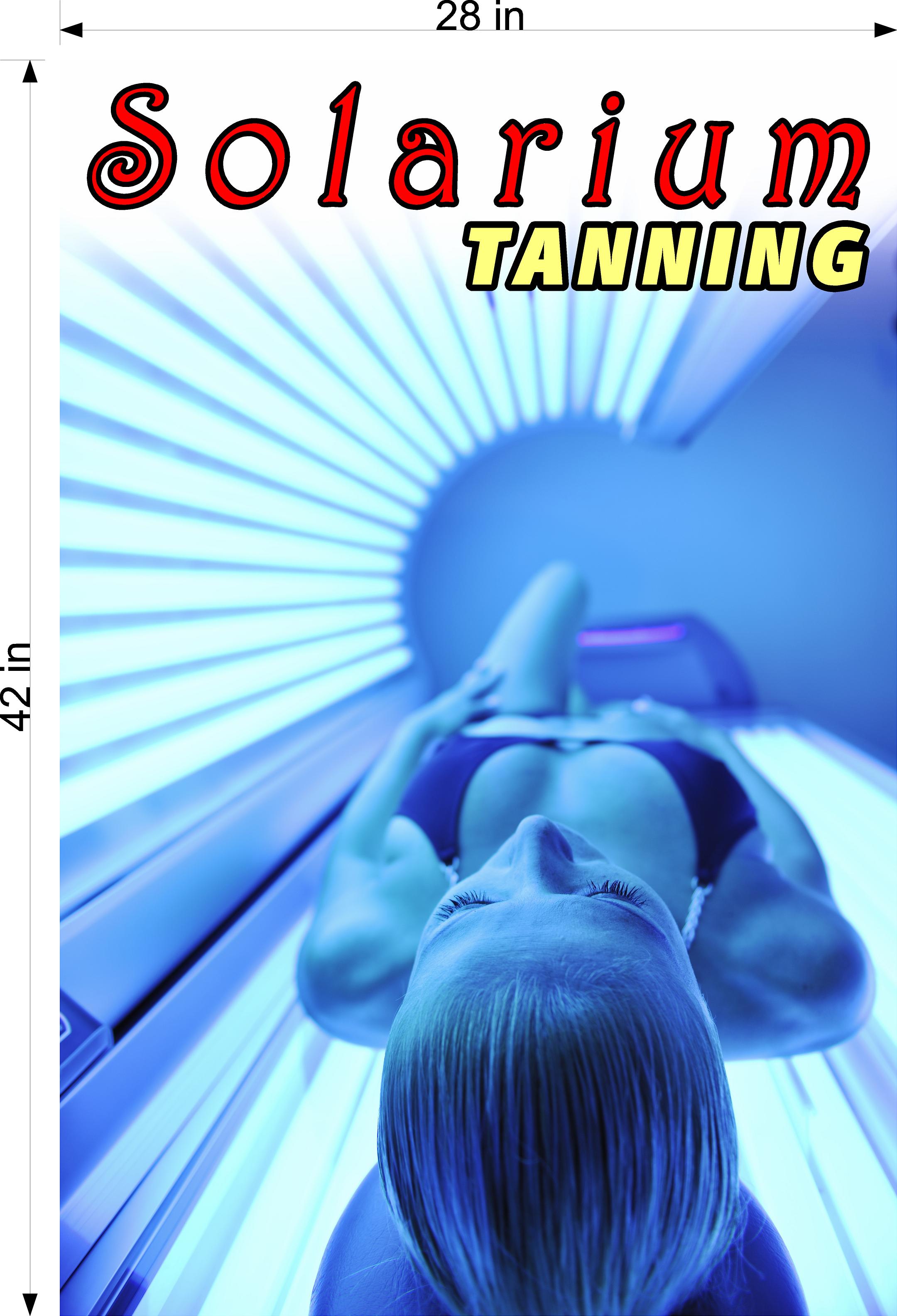 Tanning 02 Perforated Mesh One Way Vision Window Vinyl Nail Salon See-Through Sign Solarium Spray Sun Vertical