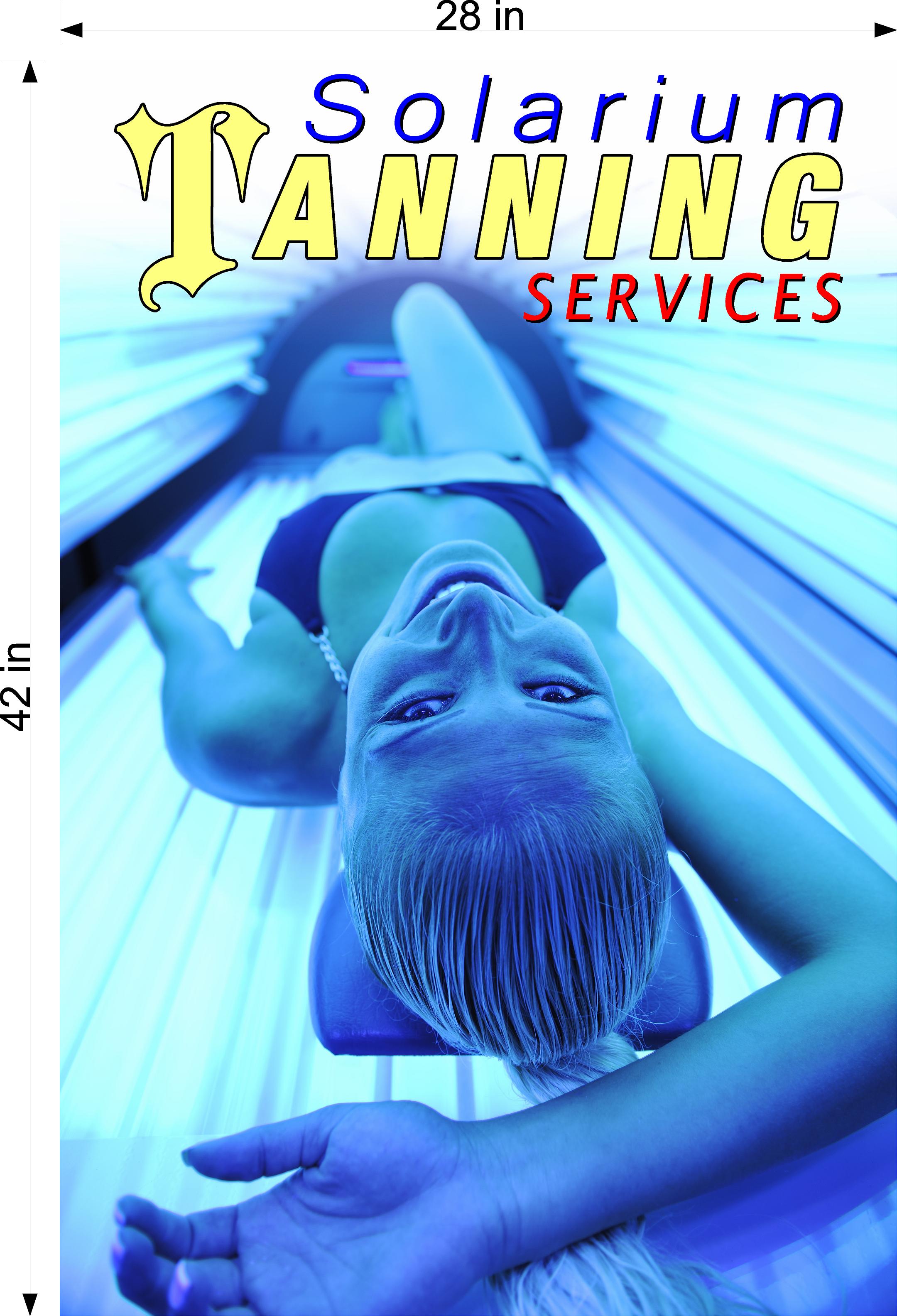 Tanning 05 Perforated Mesh One Way Vision Window Vinyl Nail Salon See-Through Sign Solarium Spray Sun Vertical