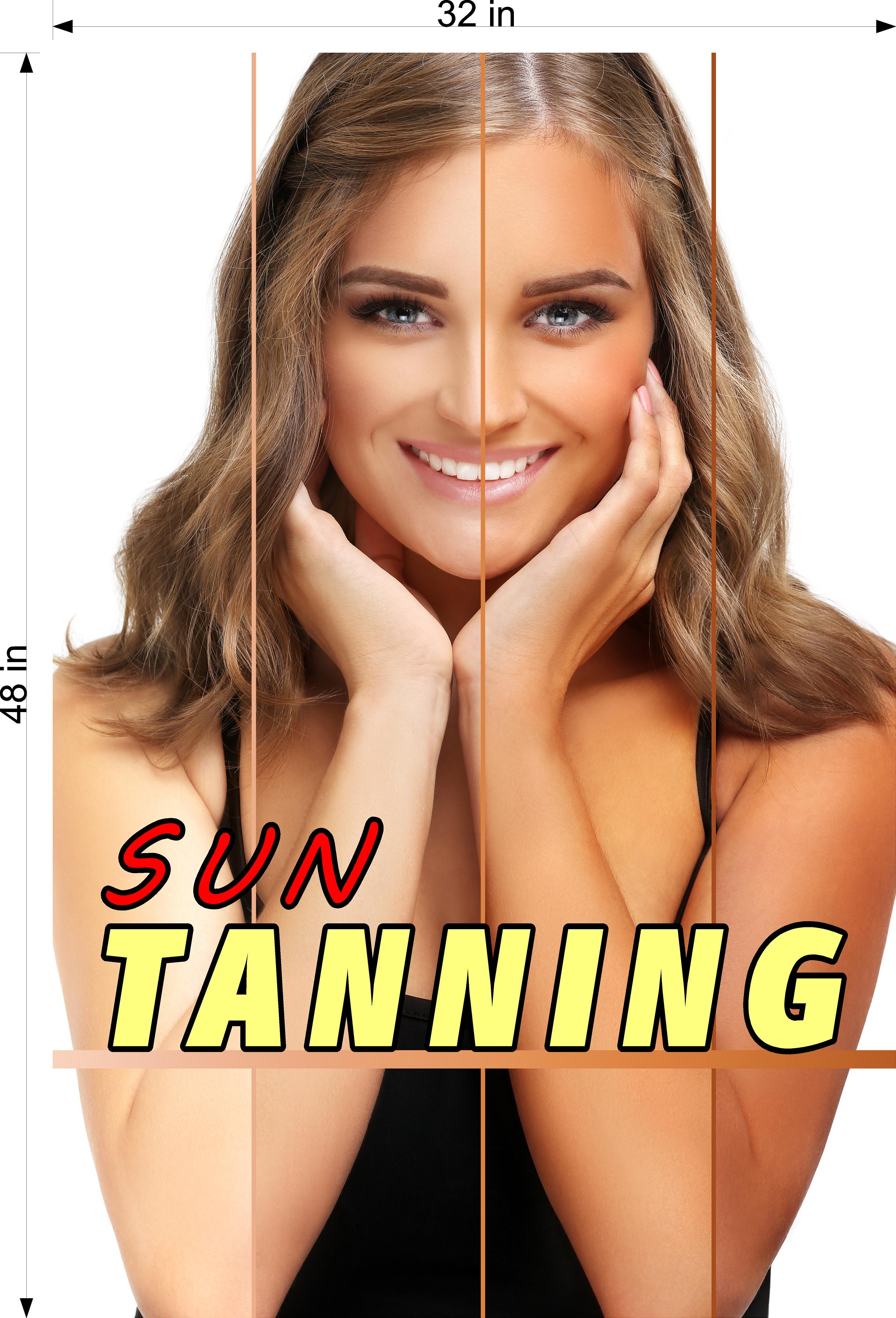 Tanning 01 Perforated Mesh One Way Vision Window Vinyl Nail Salon See Through Sign Solarium Spray Sun Vertical