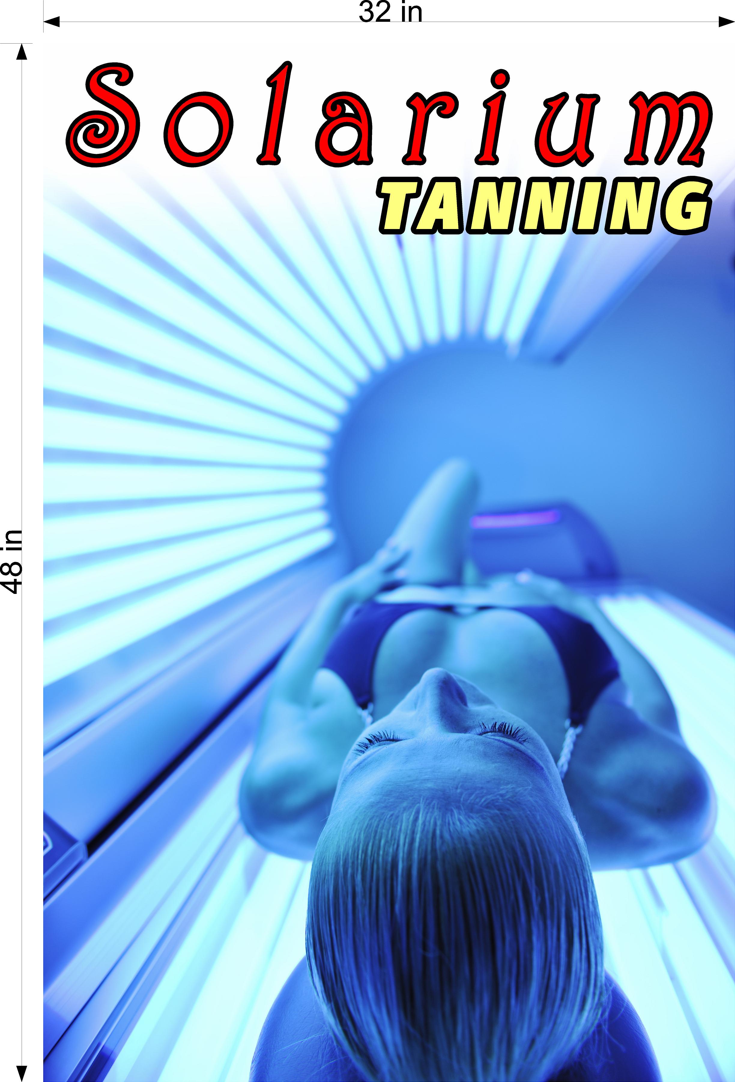 Tanning 02 Perforated Mesh One Way Vision Window Vinyl Nail Salon See-Through Sign Solarium Spray Sun Vertical