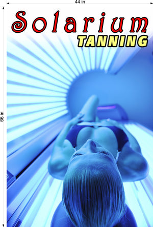 Tanning 02 Perforated Mesh One Way Vision Window Vinyl Nail Salon See-Through Sign Solarium Spray Sun Vertical