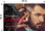 Barber 10 Perforated Mesh One Way Vision Window See-Through Sign Salon Vinyl Beard Men Boy Haircut Horizontal
