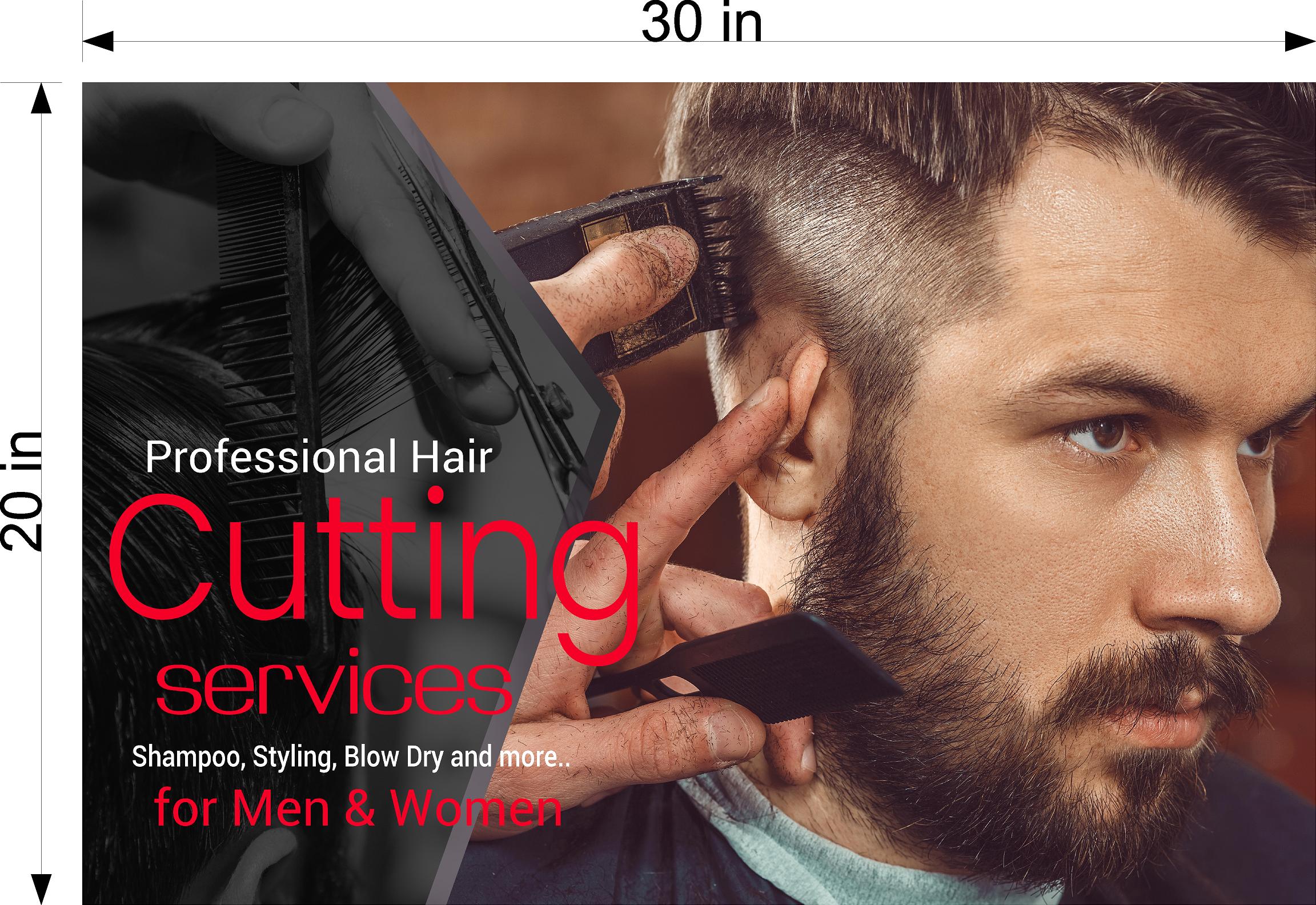 Barber 10 Perforated Mesh One Way Vision Window See-Through Sign Salon Vinyl Beard Men Boy Haircut Horizontal