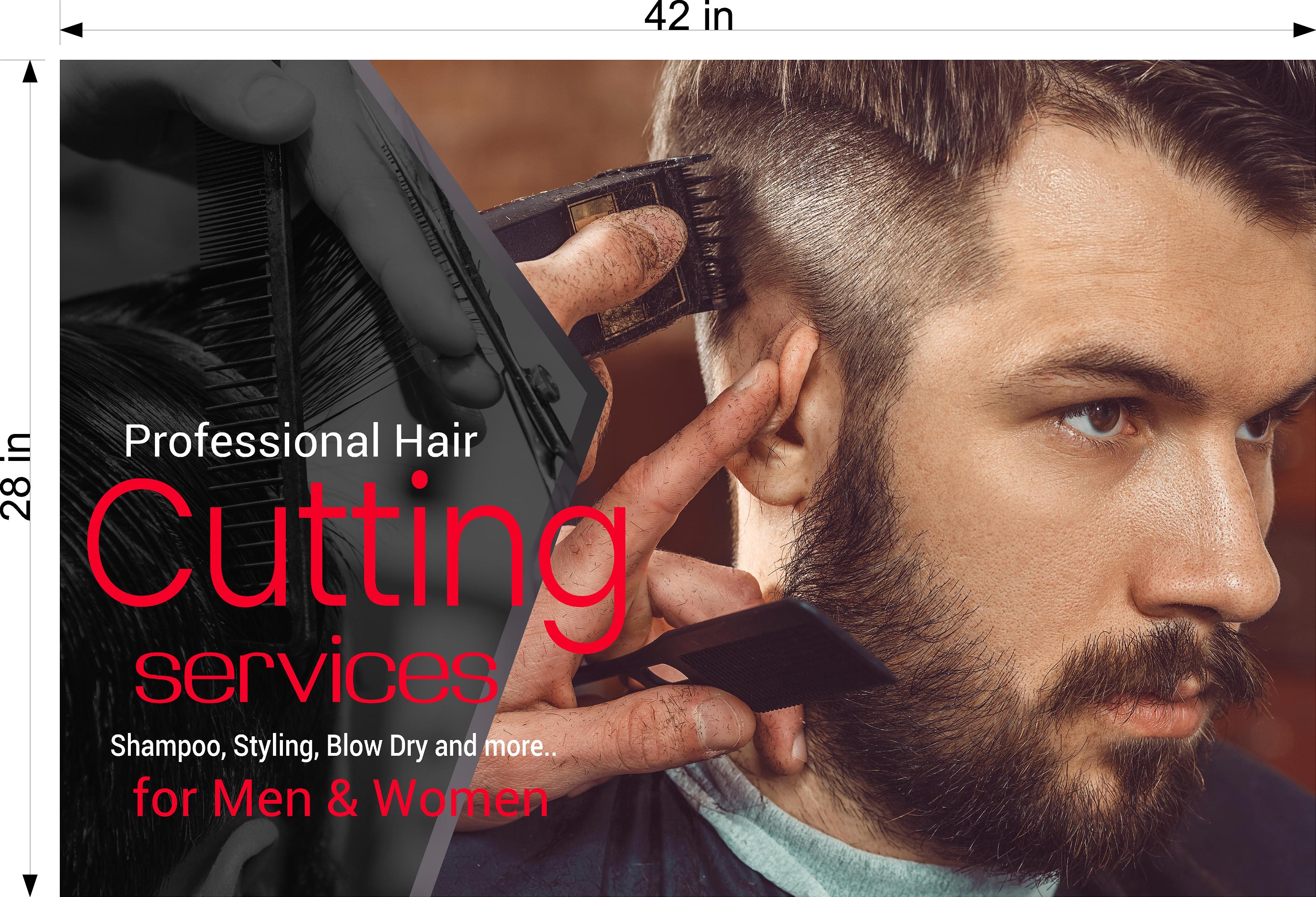 Barber 10 Photo-Realistic Paper Poster Interior Inside Sign Wall Window Non-Laminated Man Men Beard Haircut Horizontal