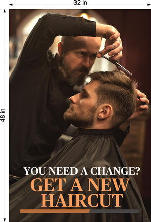 Barber 04 Photo-Realistic Paper Poster Interior Sign Wall Window Non-Laminated Man Men Beard Haircut Vertical