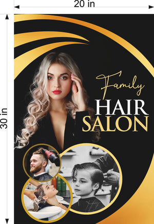 Family Hair 15 Perforated Mesh One Way Vision Window See-Through Sign Salon Vinyl Cut Haircut Vertical