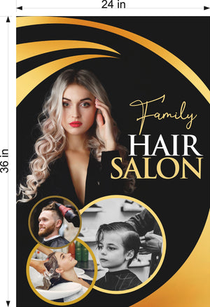 Family Hair 15 Perforated Mesh One Way Vision Window See-Through Sign Salon Vinyl Cut Haircut Vertical