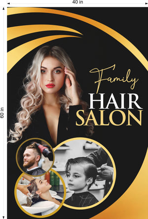 Family Hair 15 Perforated Mesh One Way Vision Window See-Through Sign Salon Vinyl Cut Haircut Vertical