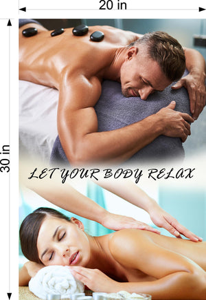 Massage 12 Photo-Realistic Paper Poster Interior Inside Wall Window Non-Laminated Sign Therapy Back Body Foot Vertical