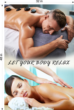 Massage 12 Photo-Realistic Paper Poster Interior Inside Wall Window Non-Laminated Sign Therapy Back Body Foot Vertical