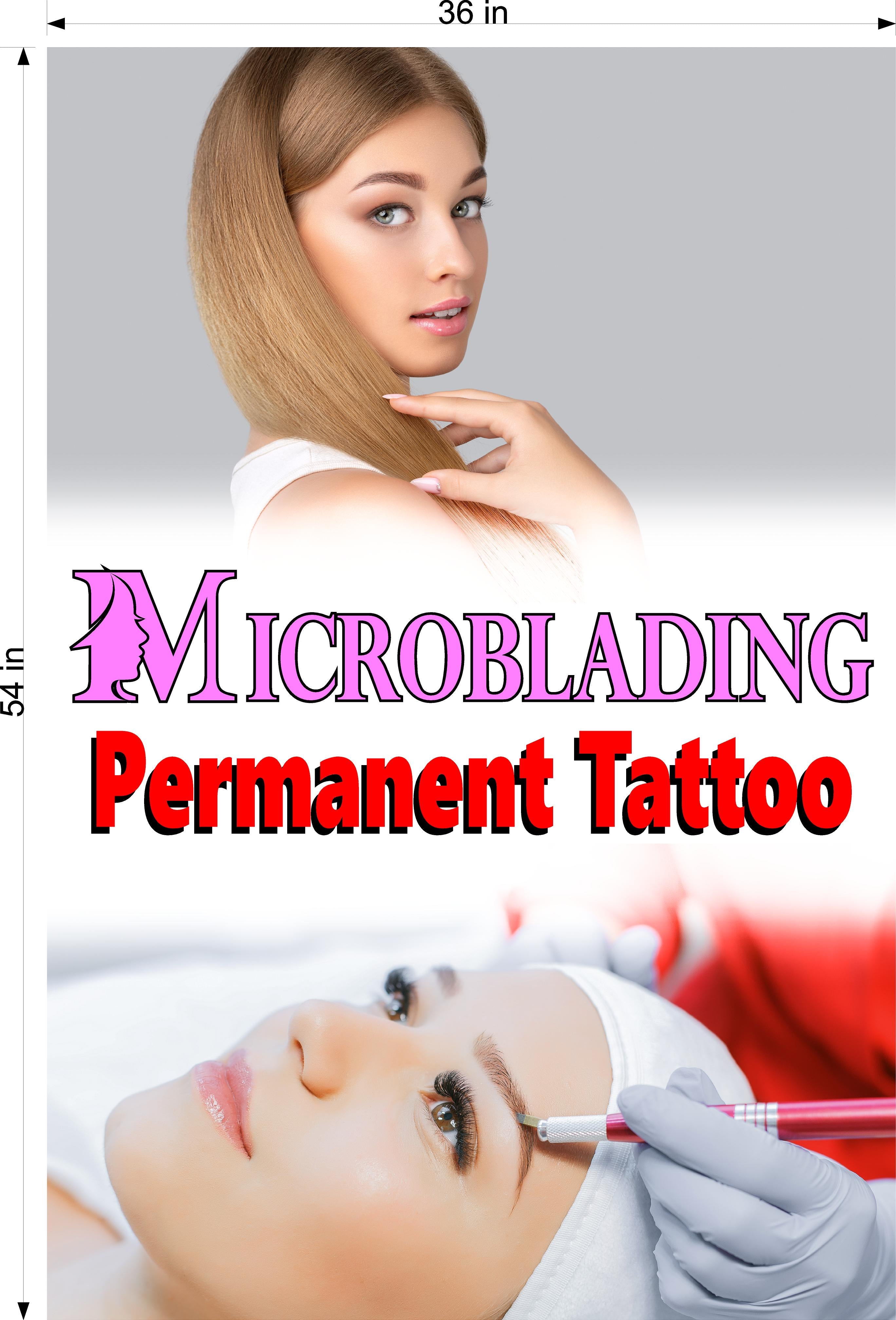 Microblading 14 Perforated Mesh One Way Vision See-Through Window Vinyl Salon Services Permanent Makeup Tattoo Vertical