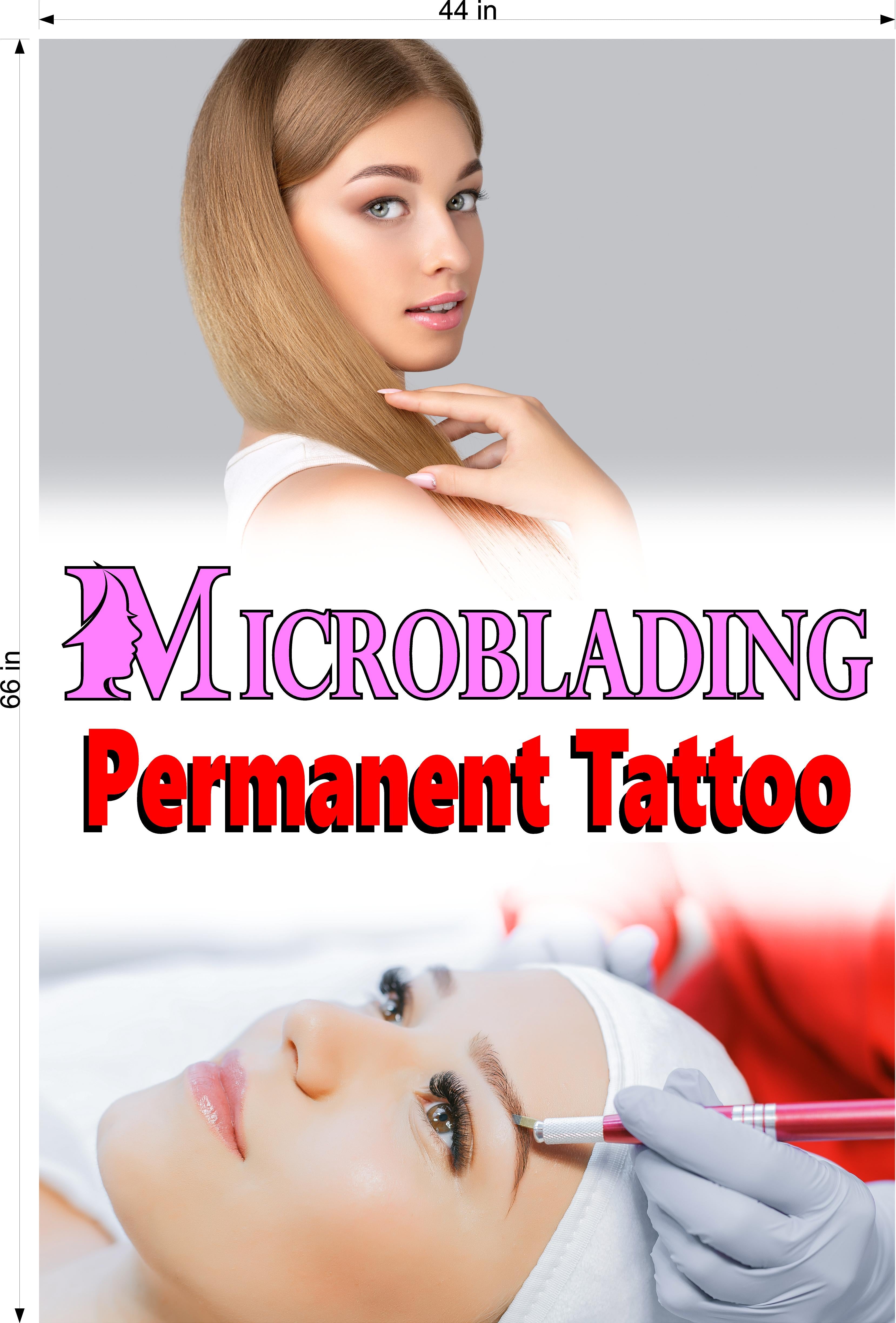 Microblading 14 Perforated Mesh One Way Vision See-Through Window Vinyl Salon Services Permanent Makeup Tattoo Vertical