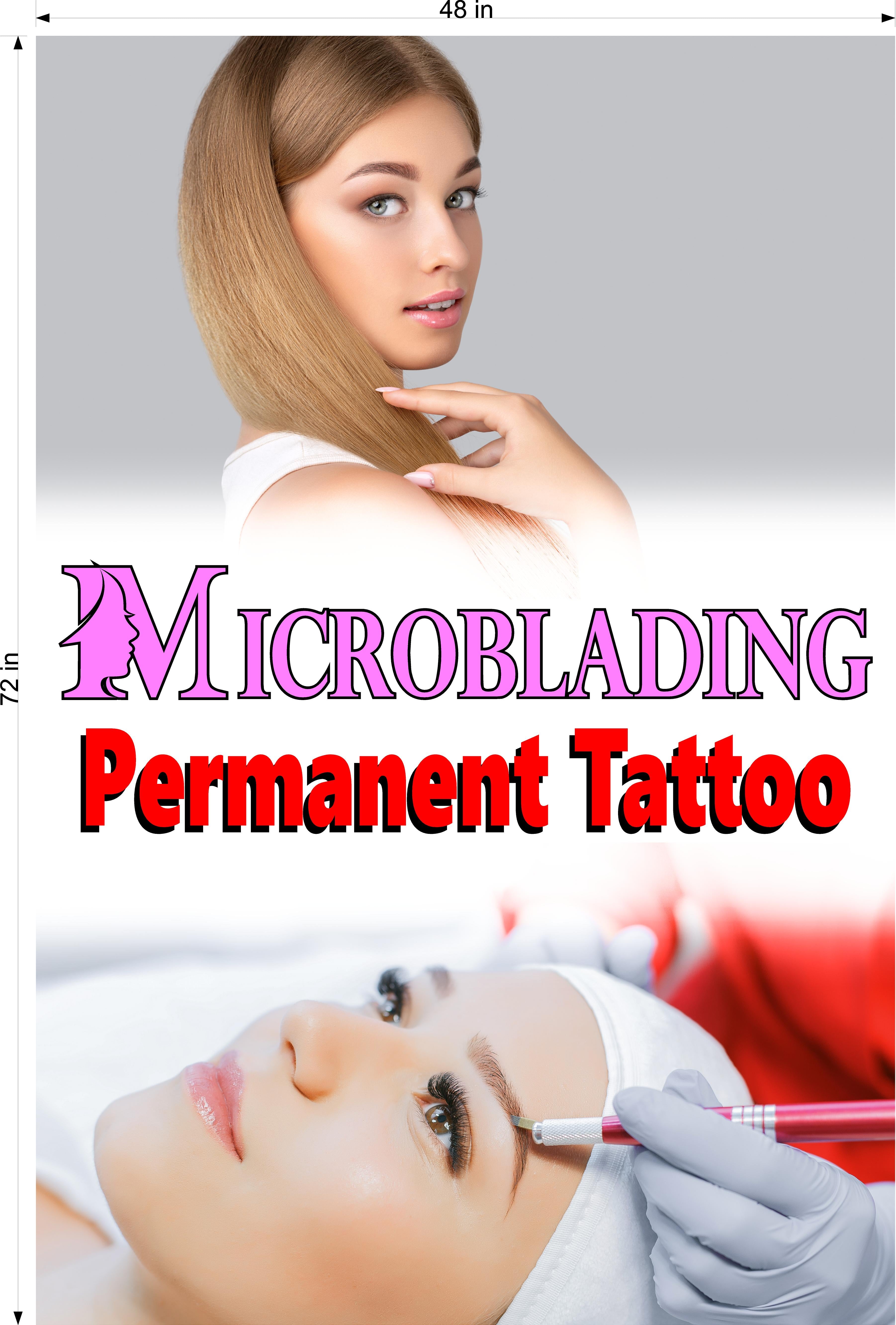 Microblading 14 Perforated Mesh One Way Vision See-Through Window Vinyl Salon Services Permanent Makeup Tattoo Vertical