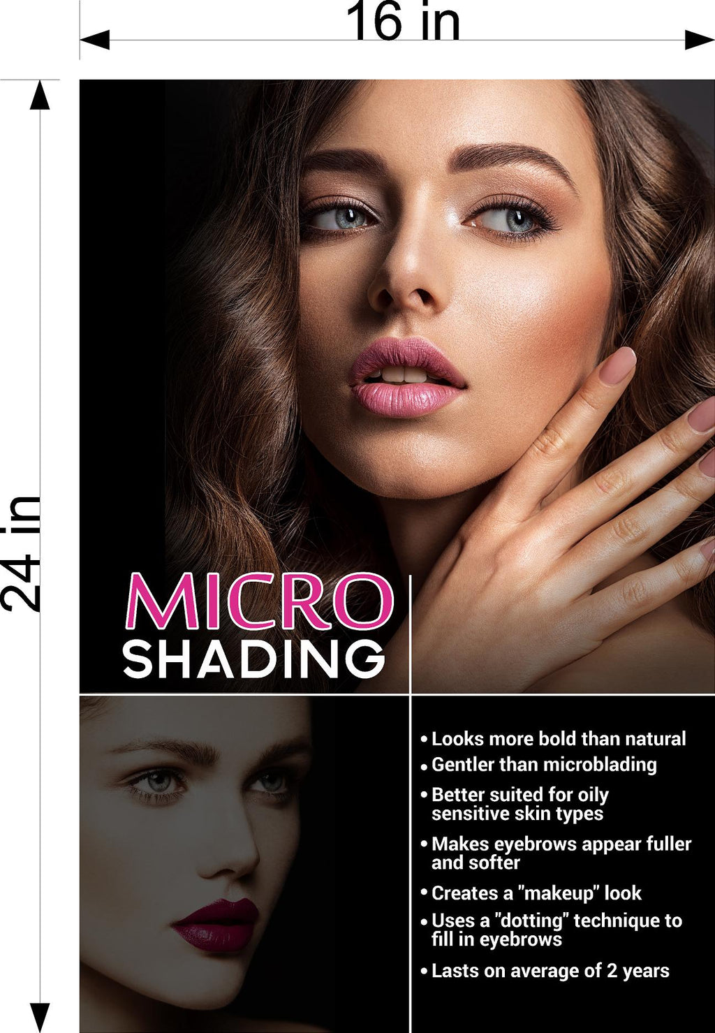 Microshading 02 Photo-Realistic Paper Poster Non-Laminated Services Semi-permanent Make-Up shading Eyebrows Vertical