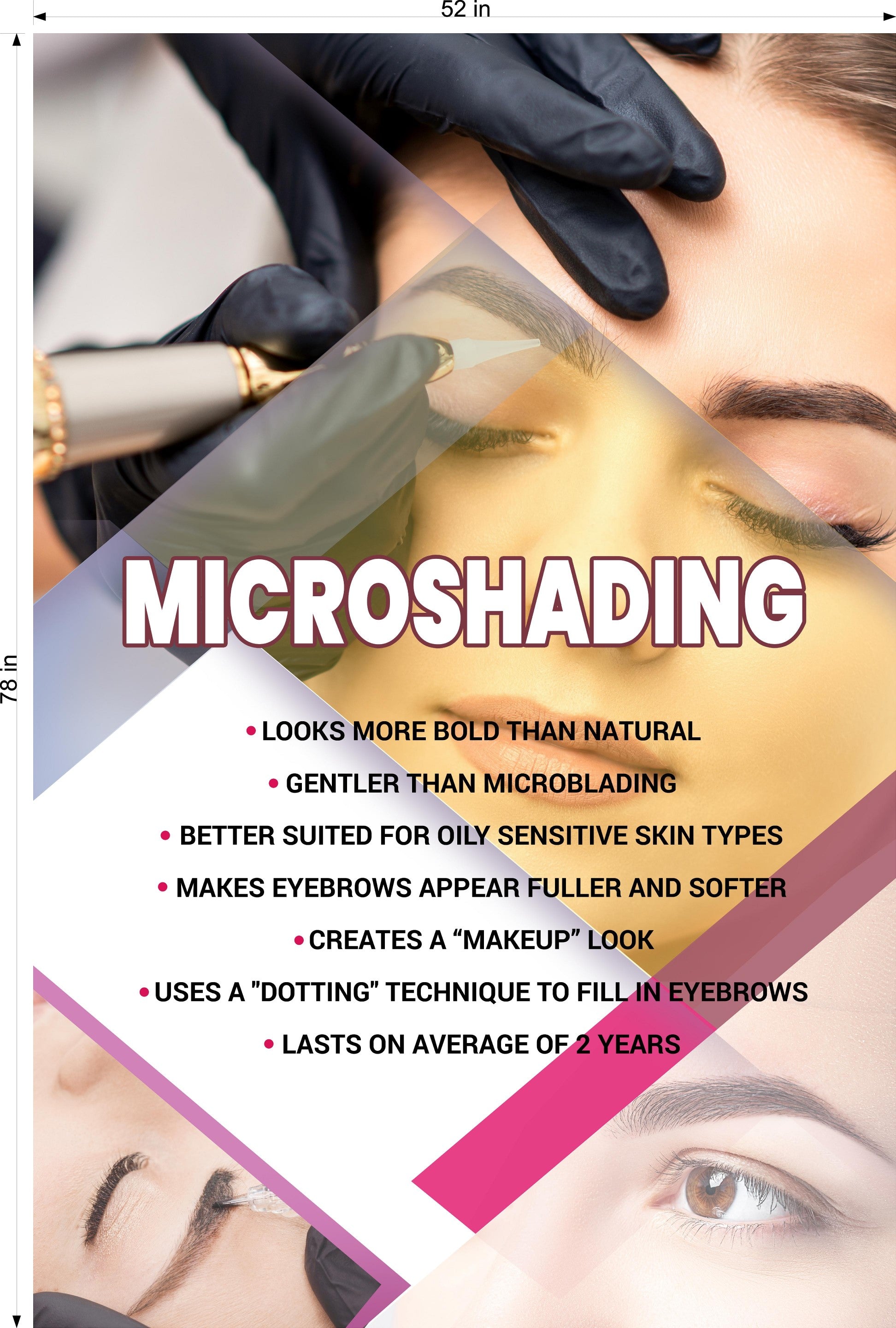 Microshading 08 Perforated Mesh One Way Vision See-Through Window Vinyl Salon Services Makeup Vertical