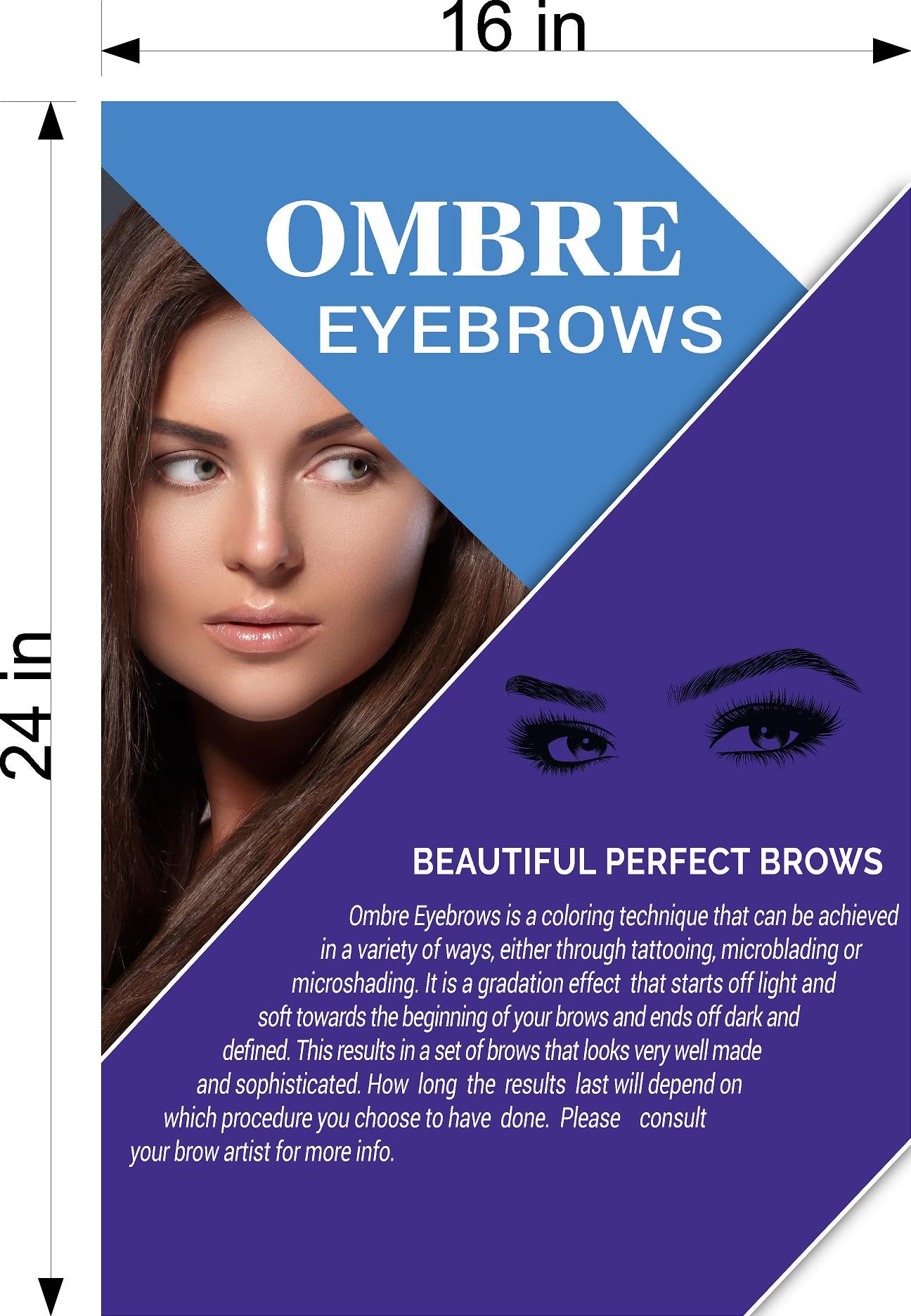 Ombre Eyebrows 06 Photo-Realistic Paper Poster Premium Interior Inside Sign Advertising Marketing Wall Window Non-Laminated Vertical