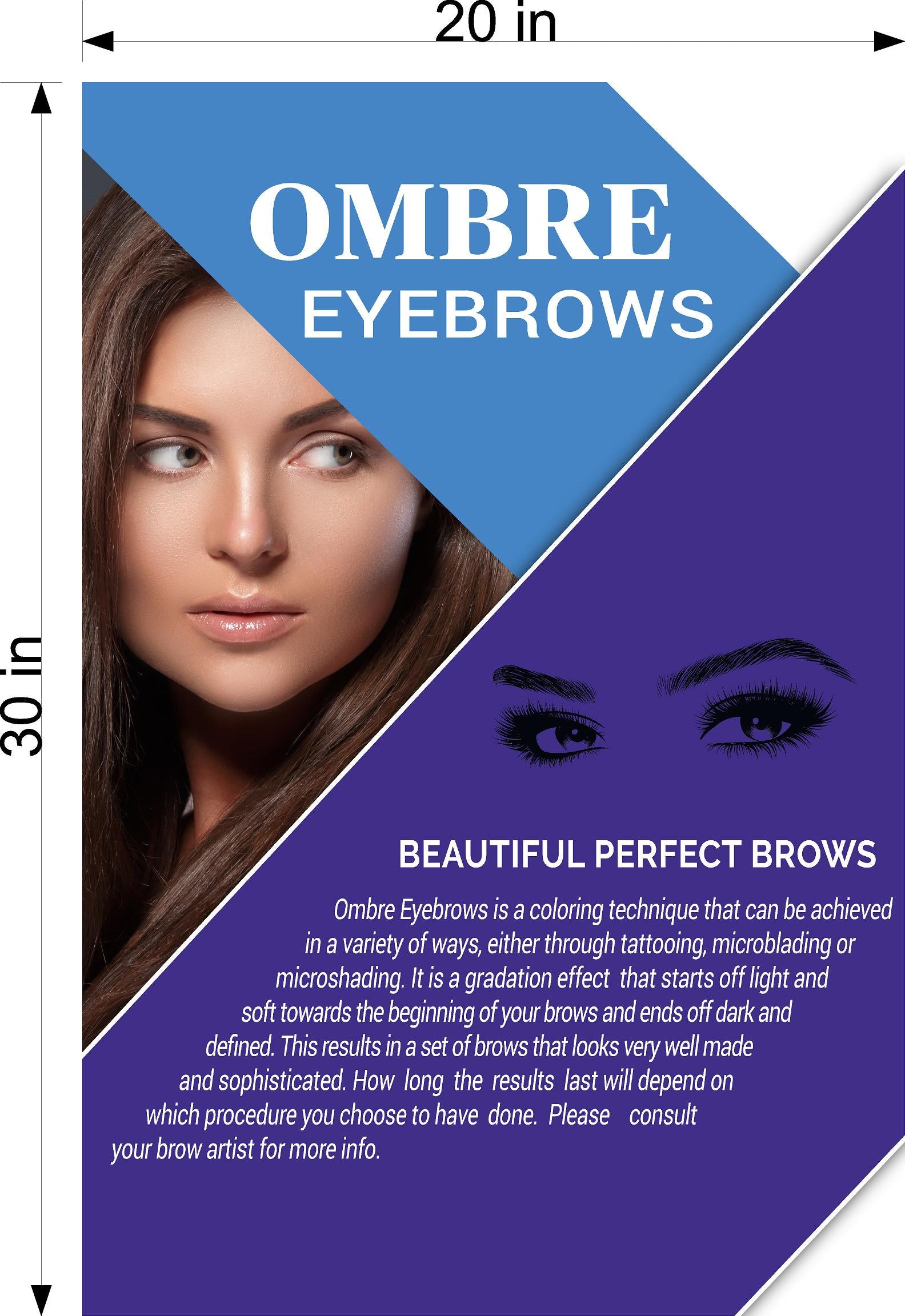 Ombre Eyebrows 06 Photo-Realistic Paper Poster Premium Interior Inside Sign Advertising Marketing Wall Window Non-Laminated Vertical