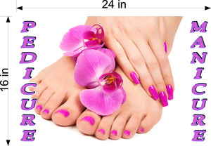 Pedicure & Manicure 19 Perforated Mesh One Way Vision Window Vinyl Nail Salon See Through Sign Horizontal