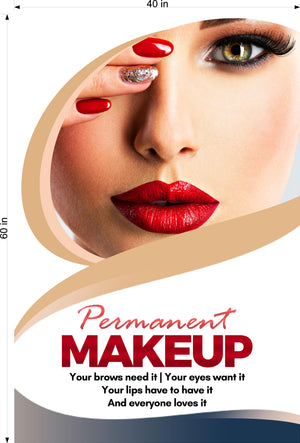 Permanent 22 Perforated Mesh One Way Vision See-Through Window Vinyl Makeup Eyebrows Lips Salon Sign Microblading Vertical