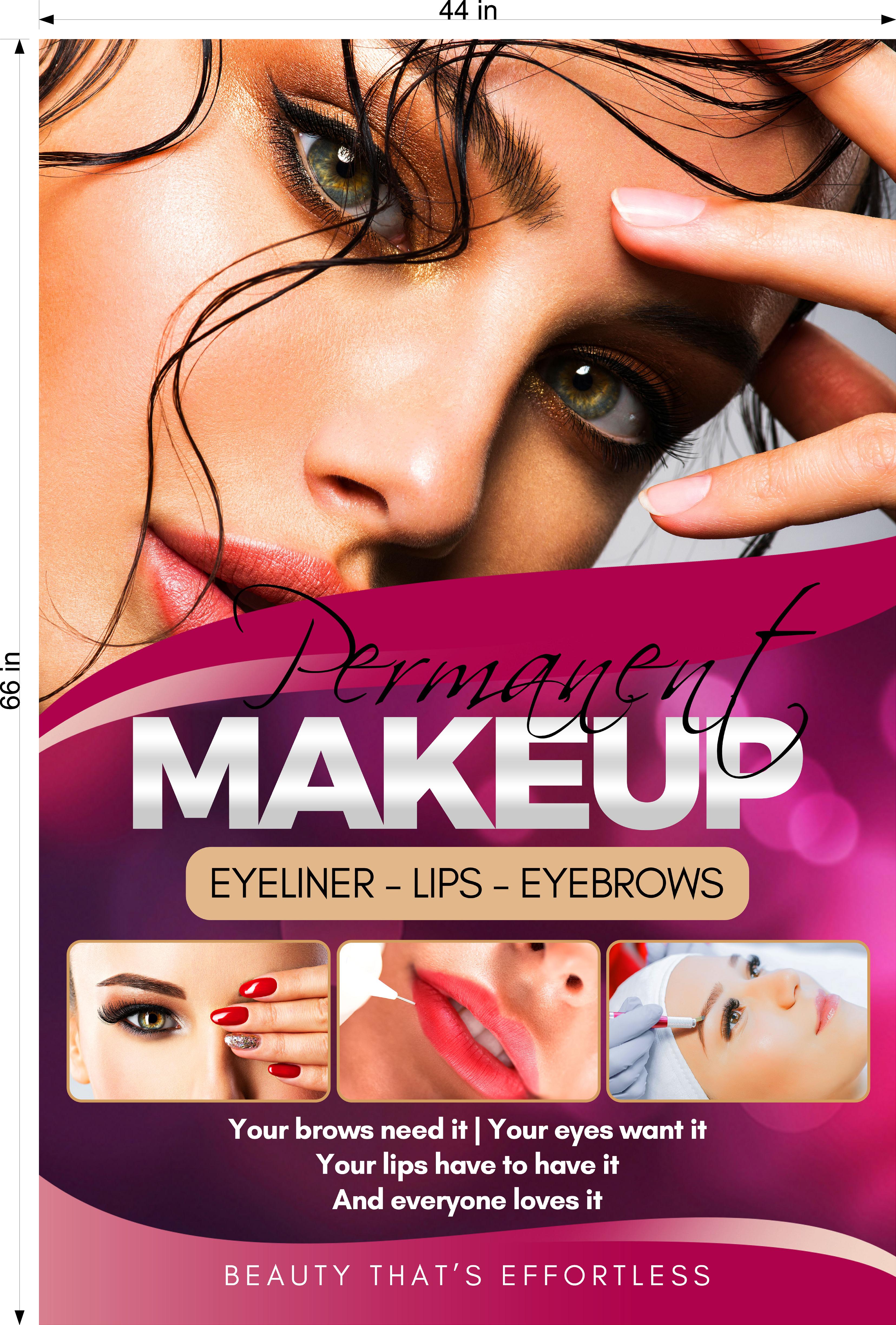 Permanent 38 Perforated Mesh One Way Vision See-Through Window Vinyl Eyebrows Salon Sign Microblading Vertical