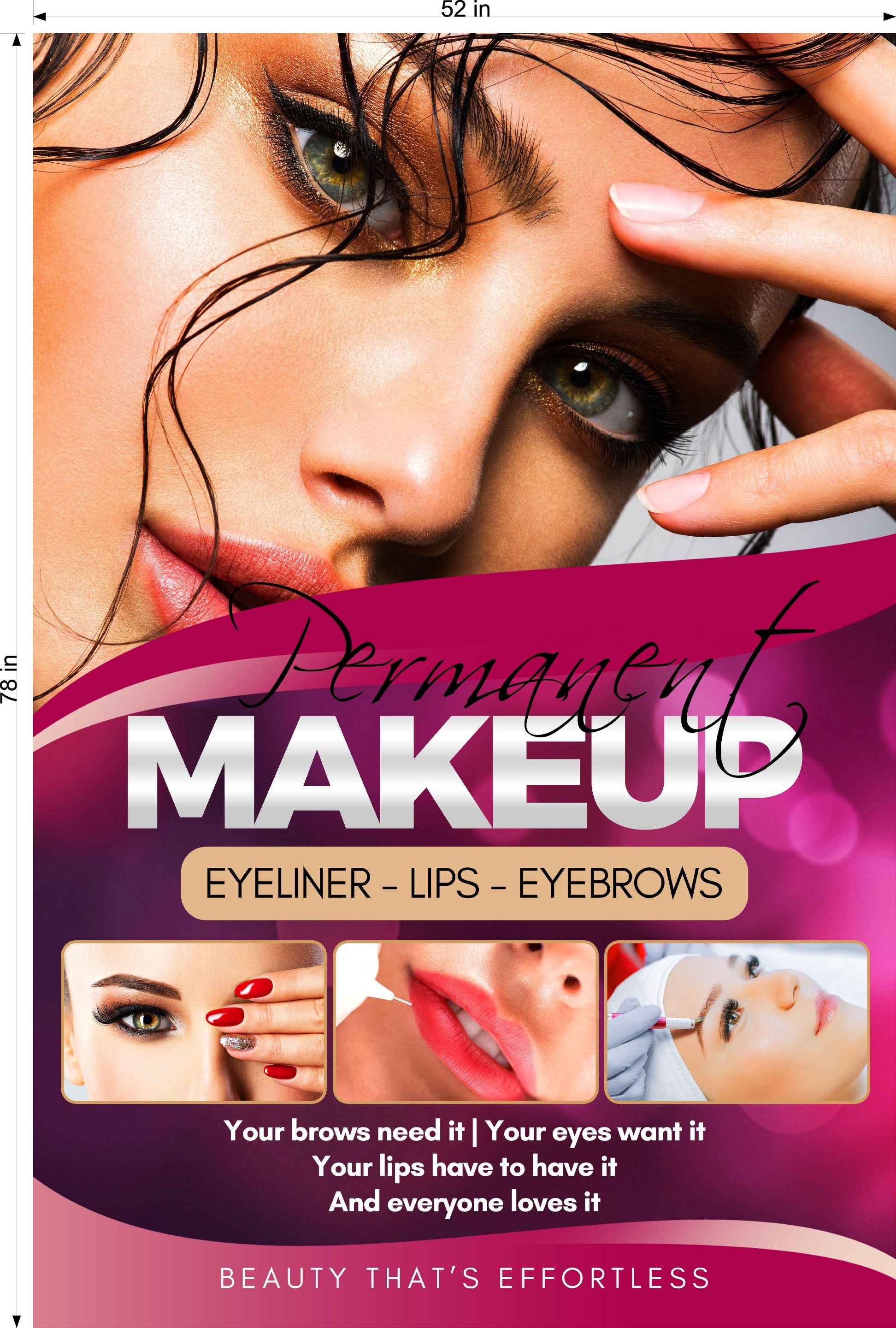 Permanent 38 Perforated Mesh One Way Vision See-Through Window Vinyl Eyebrows Salon Sign Microblading Vertical