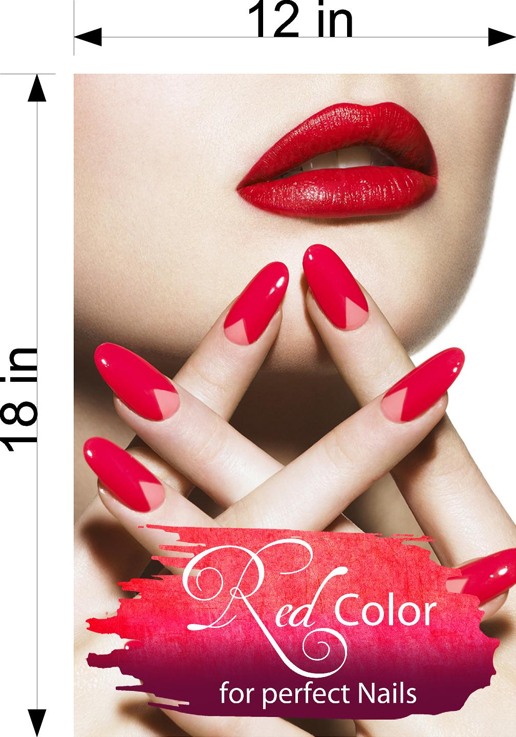 Salon 21 Photo-Realistic Paper Poster Premium Interior Inside Sign Wall Window Non-Laminated Nail Manicure Red Vertical