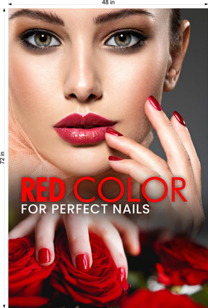 Salon 17 Photo-Realistic Paper Poster Premium Interior Inside Sign Wall Window Non-Laminated Red Nail Manicure Vertical