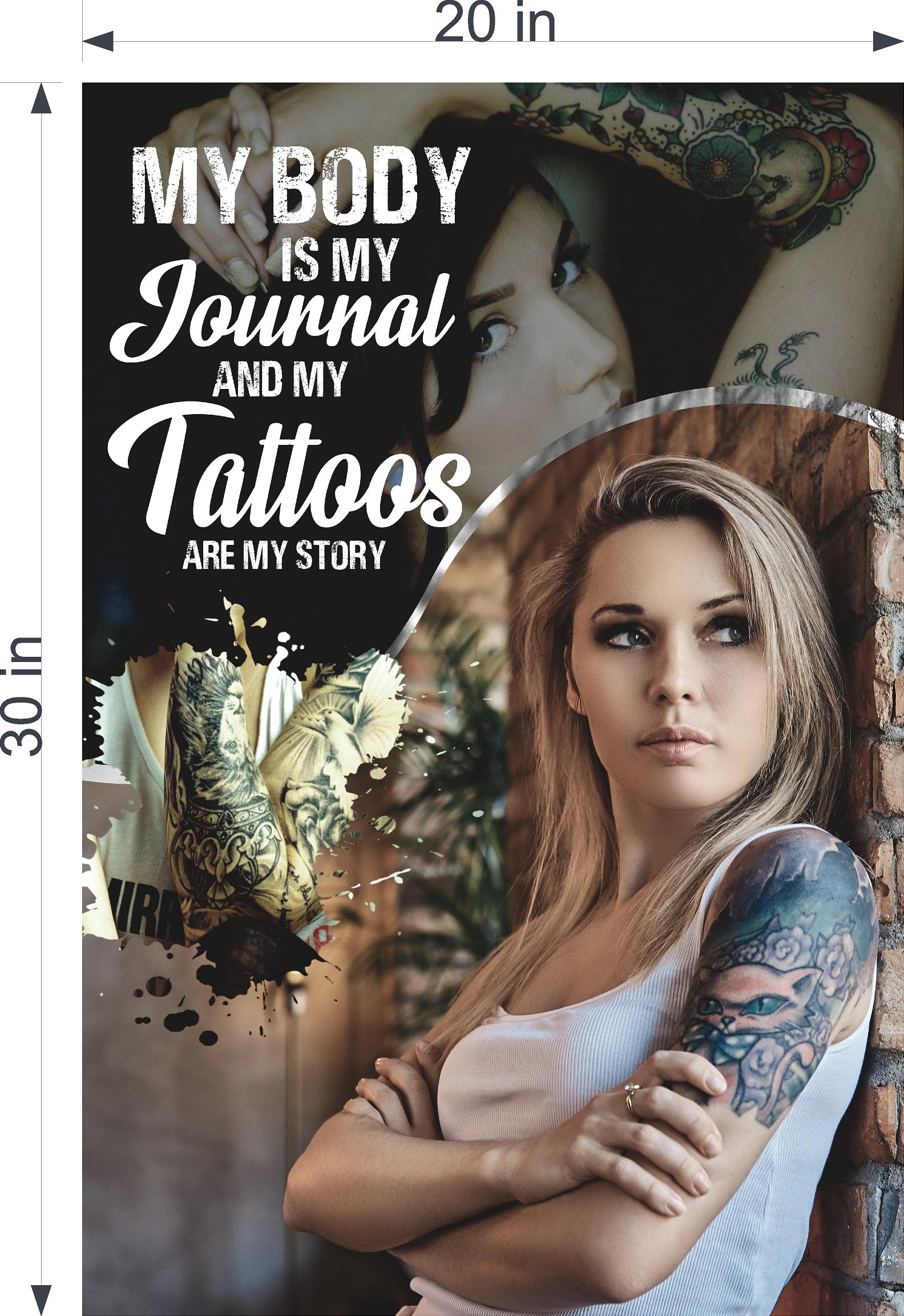 Tattoo 08 Photo-Realistic Paper Poster Premium Interior Inside Sign Wall Window Non-Laminated Skin Ink Parlor Vertical